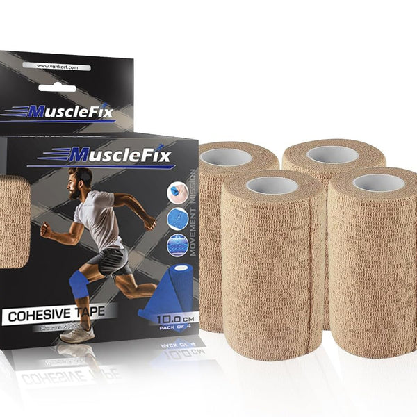 Breathable Self Adhesive Wrap, Athletic, Non Woven Cohesive Bandage, Beige, 10 cm