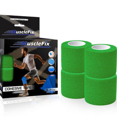 Cohesive Bandage Breathable Self Adhesive Wrap, Athletic Sports & Medical Support, Green