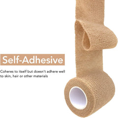 Cohesive Bandage Breathable Self Adhesive Wrap, Athletic Sports & Medical Support, Green