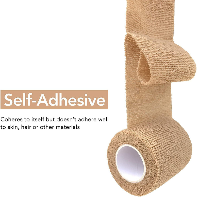 Cohesive Bandage Breathable Self Adhesive Wrap, Athletic Sports & Medical Support, Green