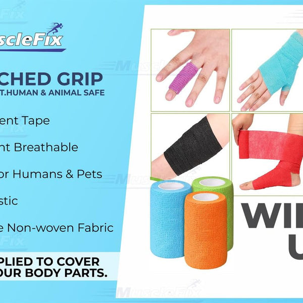 Cohesive Self-Adhesive Bandage Wrap, Red (10 cm)