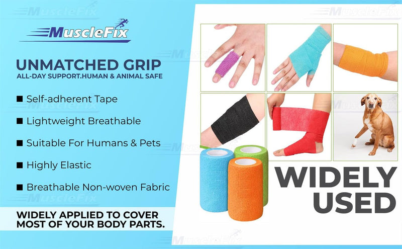 Cohesive Self-Adhesive Bandage Wrap, Blue
