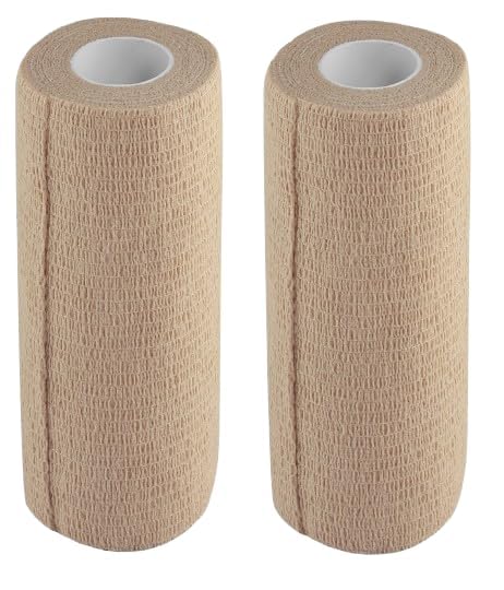 Cohesive Self-Adhesive Bandage Wrap, Beige, 15 cm Pack of 2