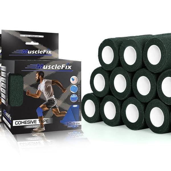 Cohesive Self-Adhesive Bandage Wrap, Forest Green, Pack of 12