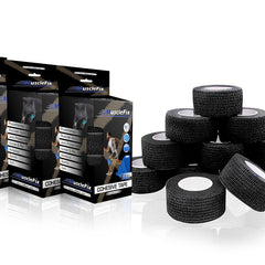 Cohesive Self-Adhesive Bandage Wrap, Black, (2.5CM) Pack-12