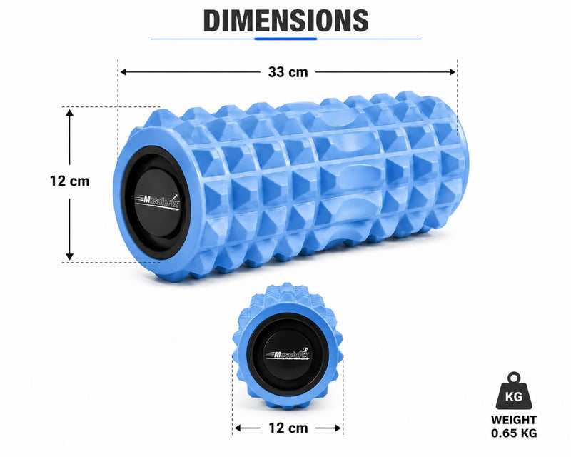 Anti Slip EVA Foam Roller for Deep Tissue Massage, Light Blue, 33Cm*12Cm