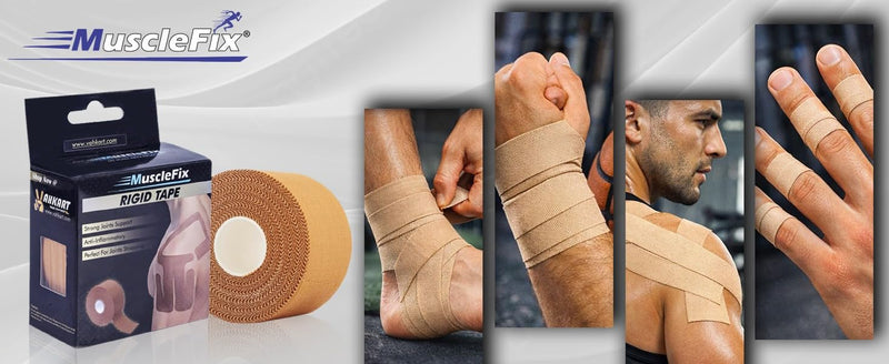 Rigid Sports Tape for Strong Joint Support, Injury Prevention, Beige, (3.8 cm × 13.7 m) Pack Of 1
