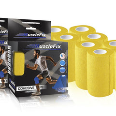 Cohesive Self-Adhesive Bandage Wrap, Yellow, Pack of 8