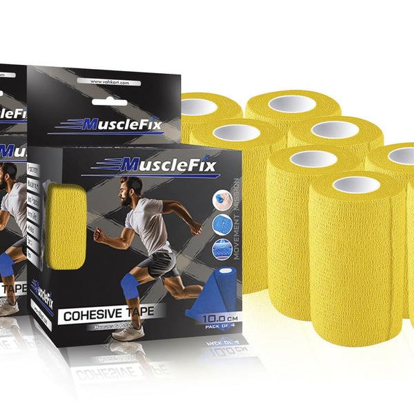 Cohesive Self-Adhesive Bandage Wrap, Yellow, Pack of 8
