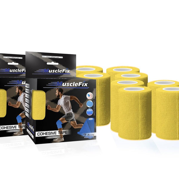 Cohesive Self-Adhesive Bandage Wrap, Yellow, Pack of 8