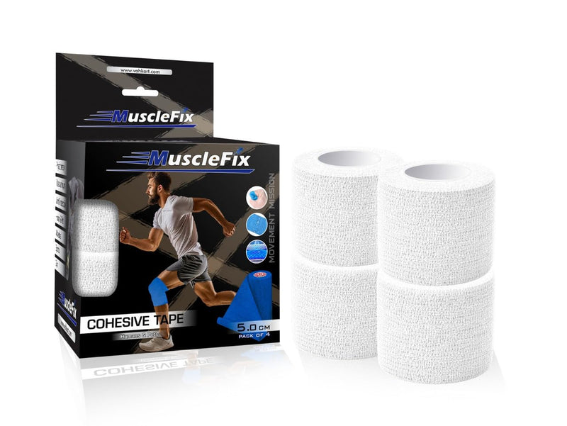 Breathable Self Adhesive Wrap, Athletic, Non Woven Cohesive Bandage, White, 5Cm*4.5MTR