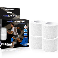 Cohesive Self-Adhesive Bandage Wrap, White, 5 cm Pack Of 4