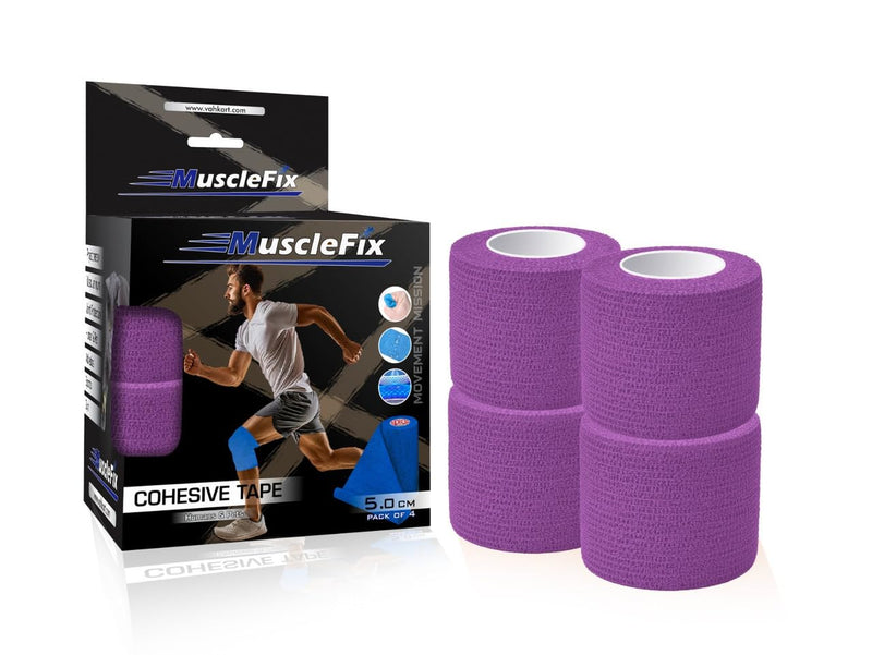 Breathable Self Adhesive Cohesive Bandage Wrap, Purple,  5 cm (2