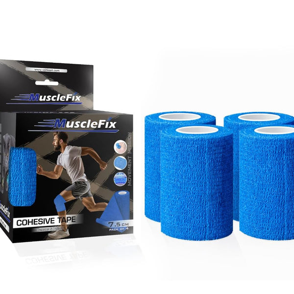 Breathable Self Adhesive Wrap, Athletic, Non Woven Cohesive, Blue, 7.5 cm (3