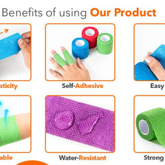 Breathable Self Adhesive Cohesive Bandage Wrap, Purple, 5Cm*4.5MTR