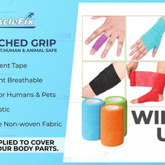 Breathable Self Adhesive Cohesive Bandage Wrap, White, 10 cm (4