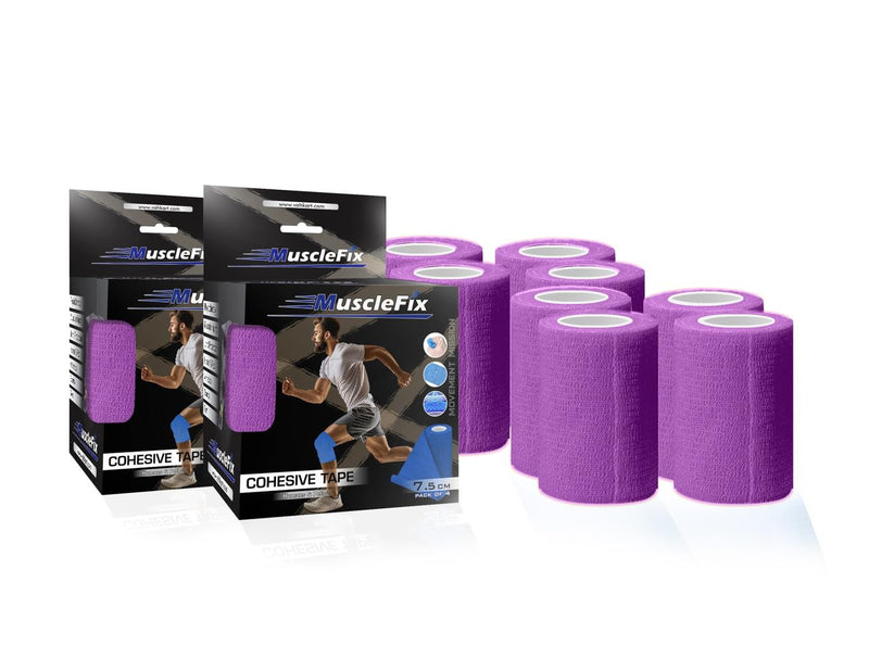 Cohesive Self-Adhesive Bandage Wrap, Purple, Pack of 8