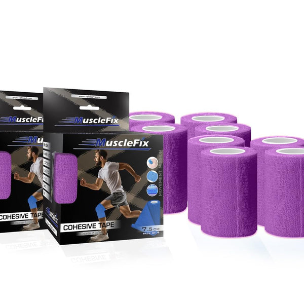 Cohesive Self-Adhesive Bandage Wrap, Purple, Pack of 8