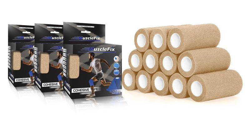 Breathable Self Adhesive Cohesive Bandage Wrap, Beige, 10 cm (4