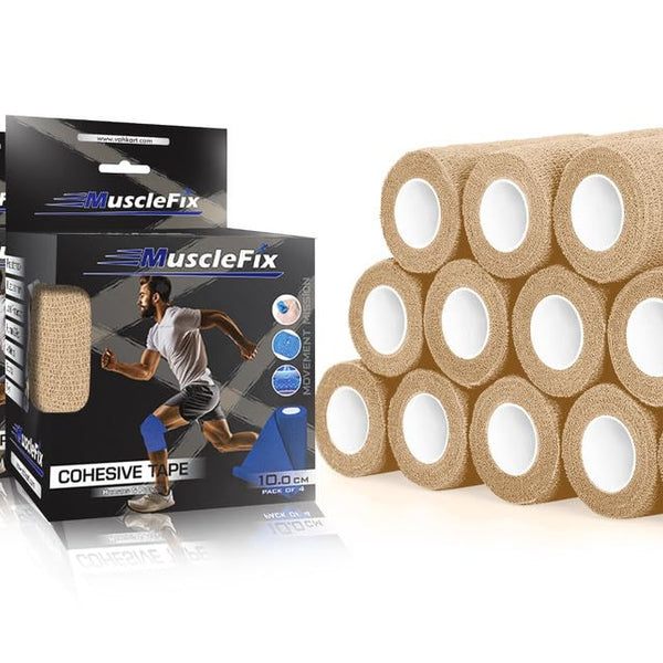 Breathable Self Adhesive Cohesive Bandage Wrap, Beige, 10 cm (4