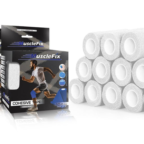 Breathable Self Adhesive Cohesive Bandage Wrap, White, 10 cm (4