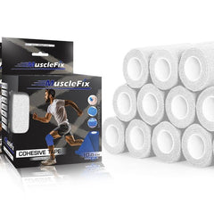 Cohesive Self-Adhesive Bandage Wrap, White, Pack of 12