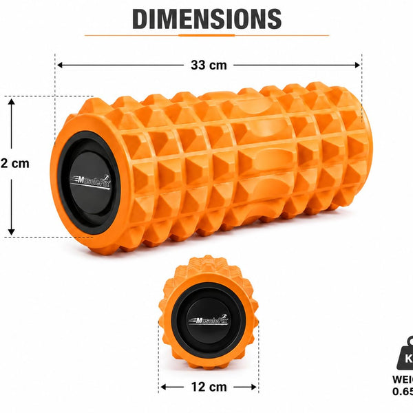 Anti Slip EVA Foam Roller for Deep Tissue Massage & Muscle, Orange, 33Cm*12Cm