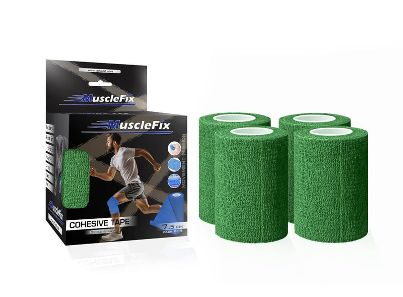 First Aid Wrap – Breathable Self-Adhesive Crepe Bandage, Green, 7.5 cm (3