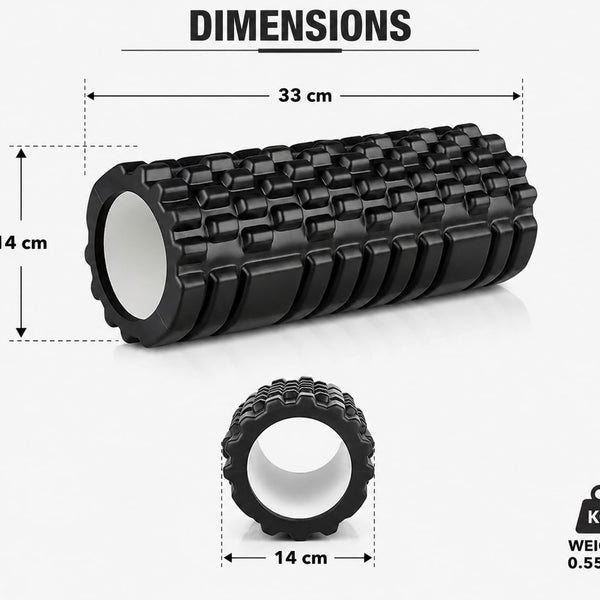 Anti Slip EVA Foam Roller for Deep Tissue Massage & Muscle, Black, 33Cm*14Cm