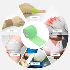 Cohesive Self-Adhesive Bandage Wrap, Green ,5 cm Pack Of 4