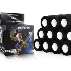 Breathable Self Adhesive Cohesive Bandage Wrap, Black, 10 cm (4