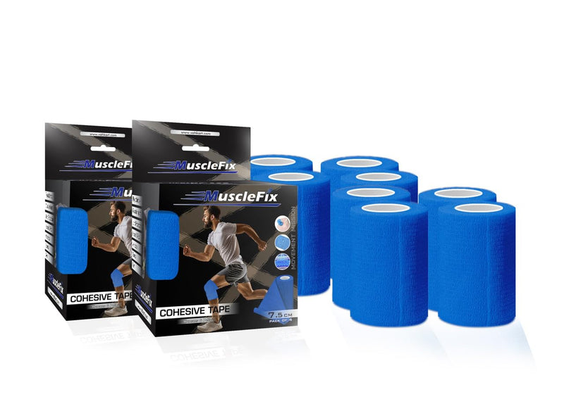 Cohesive Self-Adhesive Bandage Wrap, Blue, 7.5 cm (3