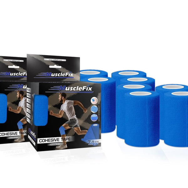 Cohesive Self-Adhesive Bandage Wrap, Blue, 7.5 cm (3