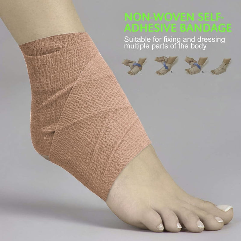 Cohesive Self-Adhesive Bandage Wrap, Beige, 15 cm Pack of 4