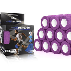 Cohesive Self-Adhesive Bandage Wrap, Purple, Pack of 12