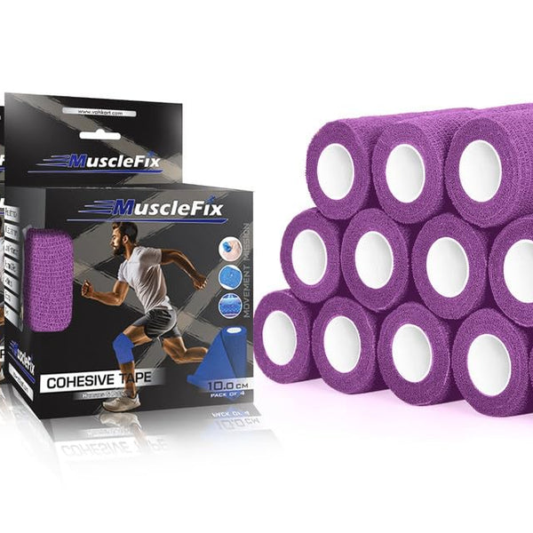 Cohesive Self-Adhesive Bandage Wrap, Purple, Pack of 12