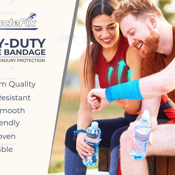 Self Adhesive Cohesive Bandage Wrap 10cm – Breathable Non Woven Athletic, Blue, 10cm