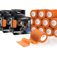 Cohesive Self-Adhesive Bandage Wrap, Orange 7.5 cm (3