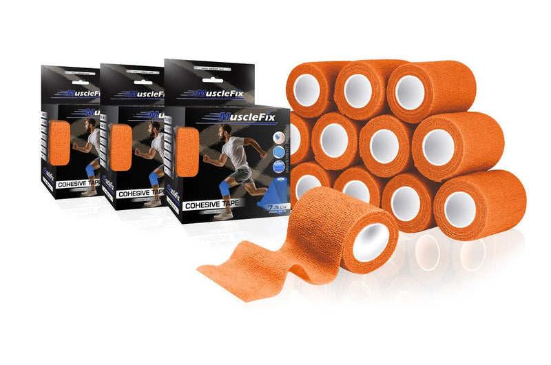 Cohesive Self-Adhesive Bandage Wrap, Orange 7.5 cm (3