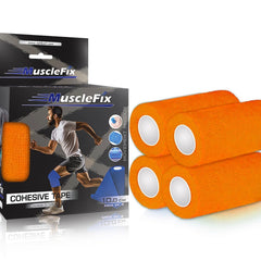 Breathable Self Adhesive Cohesive Bandage Wrap, Orange 10 cm (4