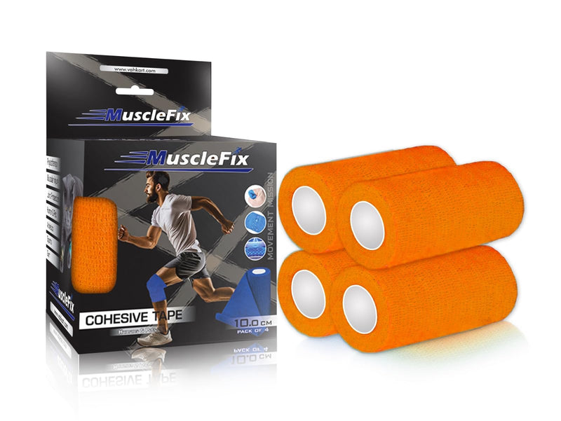 Breathable Self Adhesive Cohesive Bandage Wrap, Orange 10 cm (4