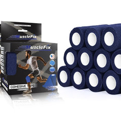 Cohesive Self-Adhesive Bandage Wrap, Navy Blue, Pack of 12
