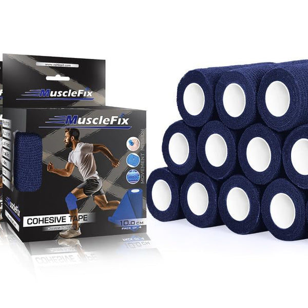 Cohesive Self-Adhesive Bandage Wrap, Navy Blue, Pack of 12