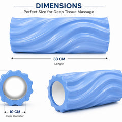 Anti Slip EVA Foam Roller for Deep Tissue Massage, L Blue, 33Cm*14Cm
