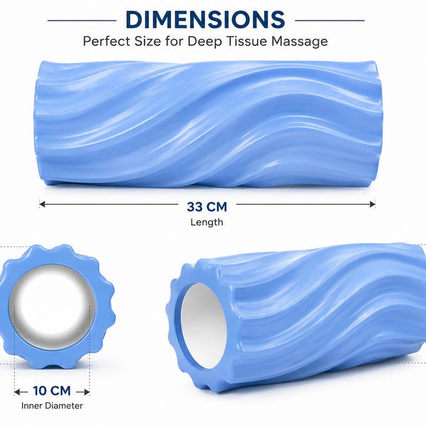 Anti Slip EVA Foam Roller for Deep Tissue Massage, L Blue, 33Cm*14Cm