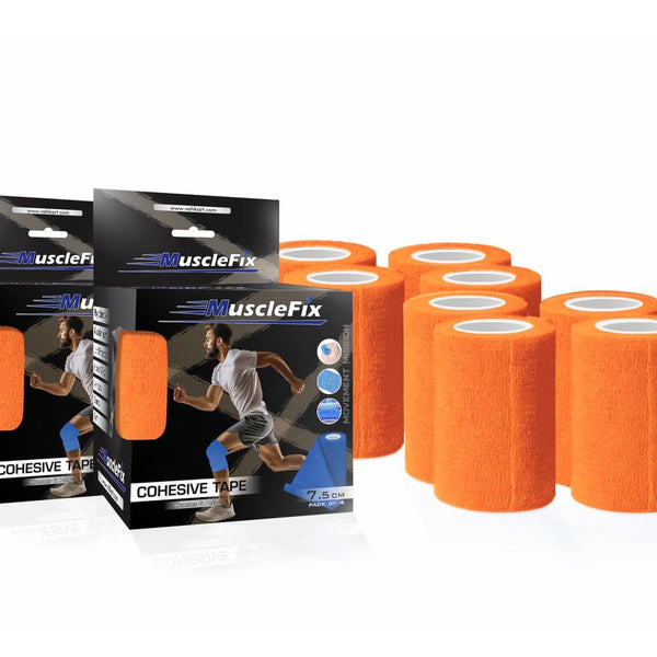 Cohesive Self-Adhesive Bandage Wrap, Orange, Pack of 8