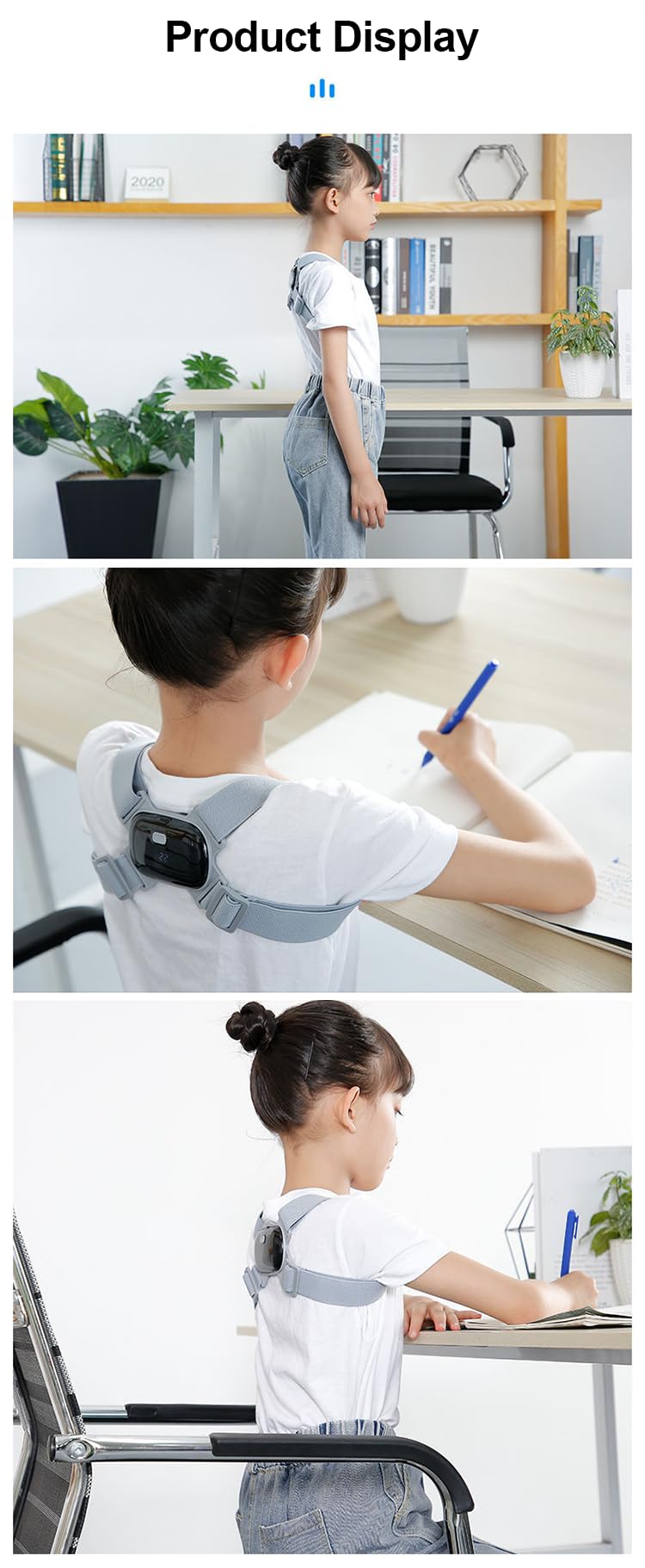 Smart Posture Corrector with Vibration Alert, Black, Onesize