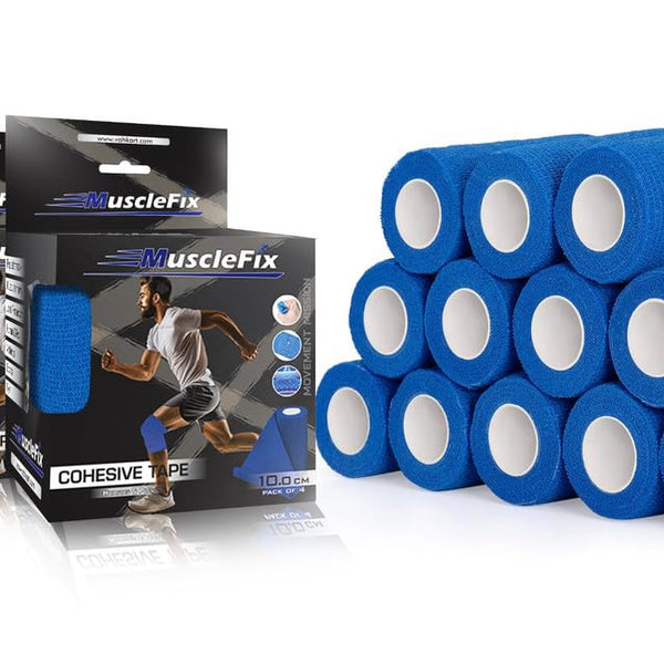 Cohesive Self-Adhesive Bandage Wrap, Blue, Pack of 12