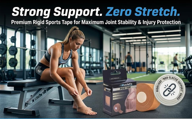 Rigid Sports Tape for Strong Joint Support, Injury Prevention, Beige, (3.8 cm × 13.7 m) Pack Of 1