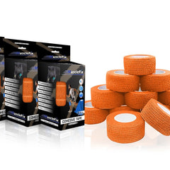 Cohesive Self-Adhesive Bandage Wrap, Orange, (2.5CM) Pack-12